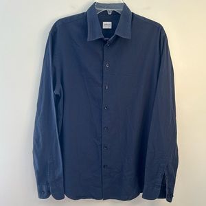 Armani‎ Collezioni Button Up Waffle Shirt Large Blue